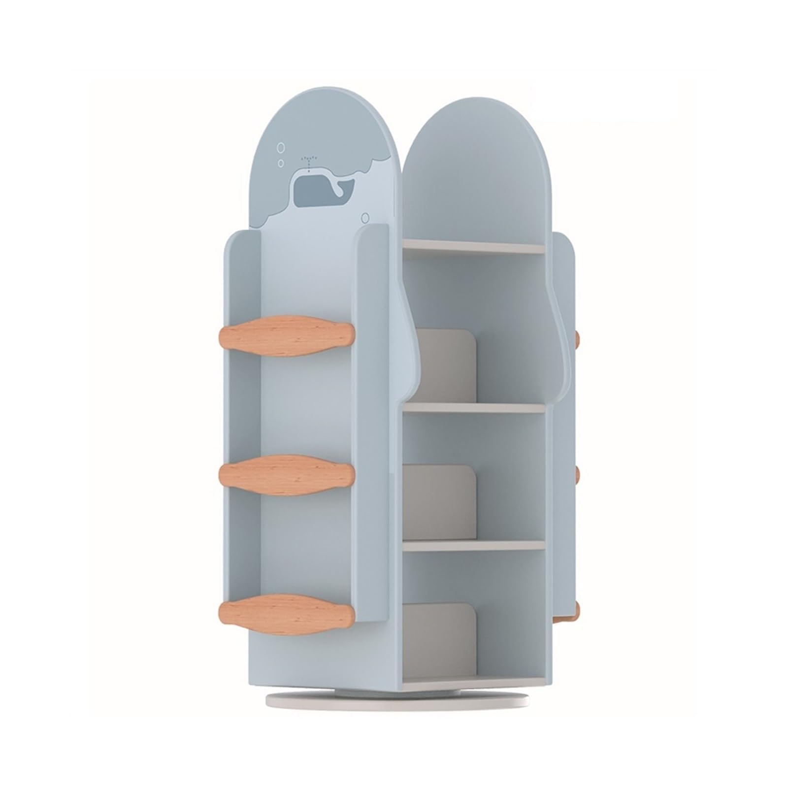Rotating 360-Degree Solid Wood Bookshelf, Stackable Display Rack For Room