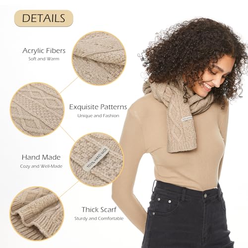 Surblue Winter Thick Cable Knit Wrap Cold Weather Cozy Chunky Knit Long Warm Scarf for Women and Men4