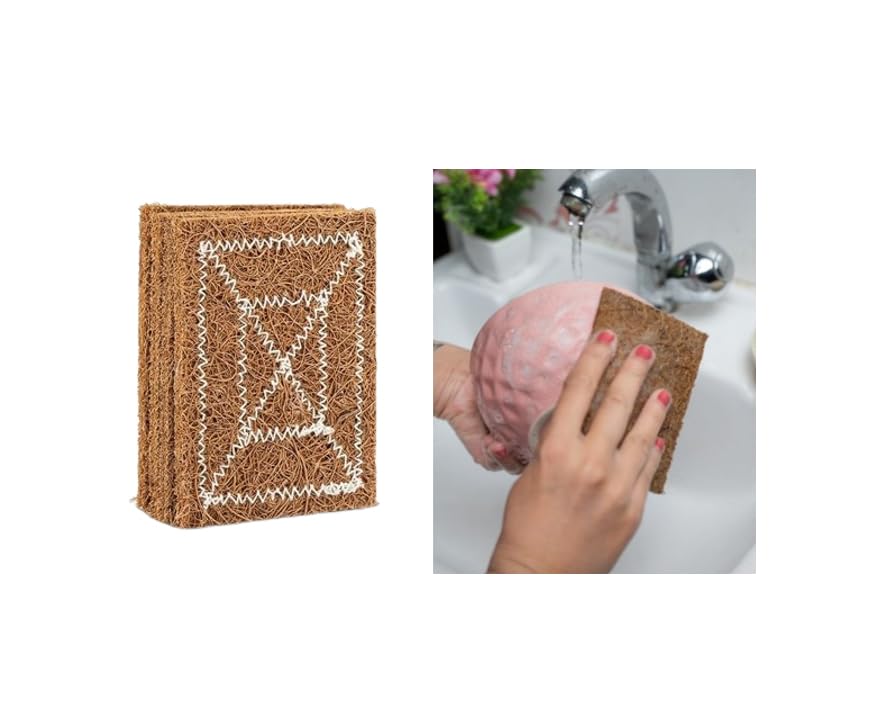 Image of Naturals Coconut Coir Scrubber for Kitchen, Vessels (Pack of 5) |Coconut Coir Scrubber for Dishes | Coconut Husk Scrubber| Eco Friendly Products |Cleaning Coir Brush