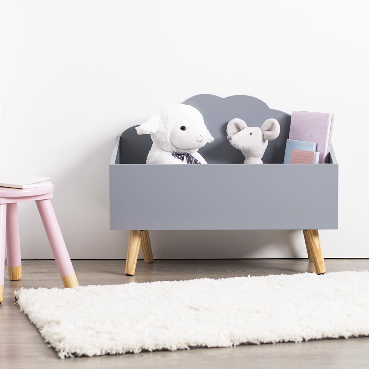 ATMOSPHERA CREATEUR D'INTERIEUR Cassapanca per giocattoli, mobiletto a forma di nuvola, colore: grigio