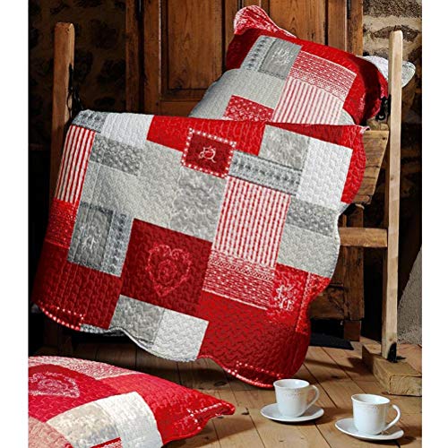 Stof - Arkansas Boutis avec 2 Taies Polyester Rouge 220 x 240 cm P47118002, champêtre, Montagne
