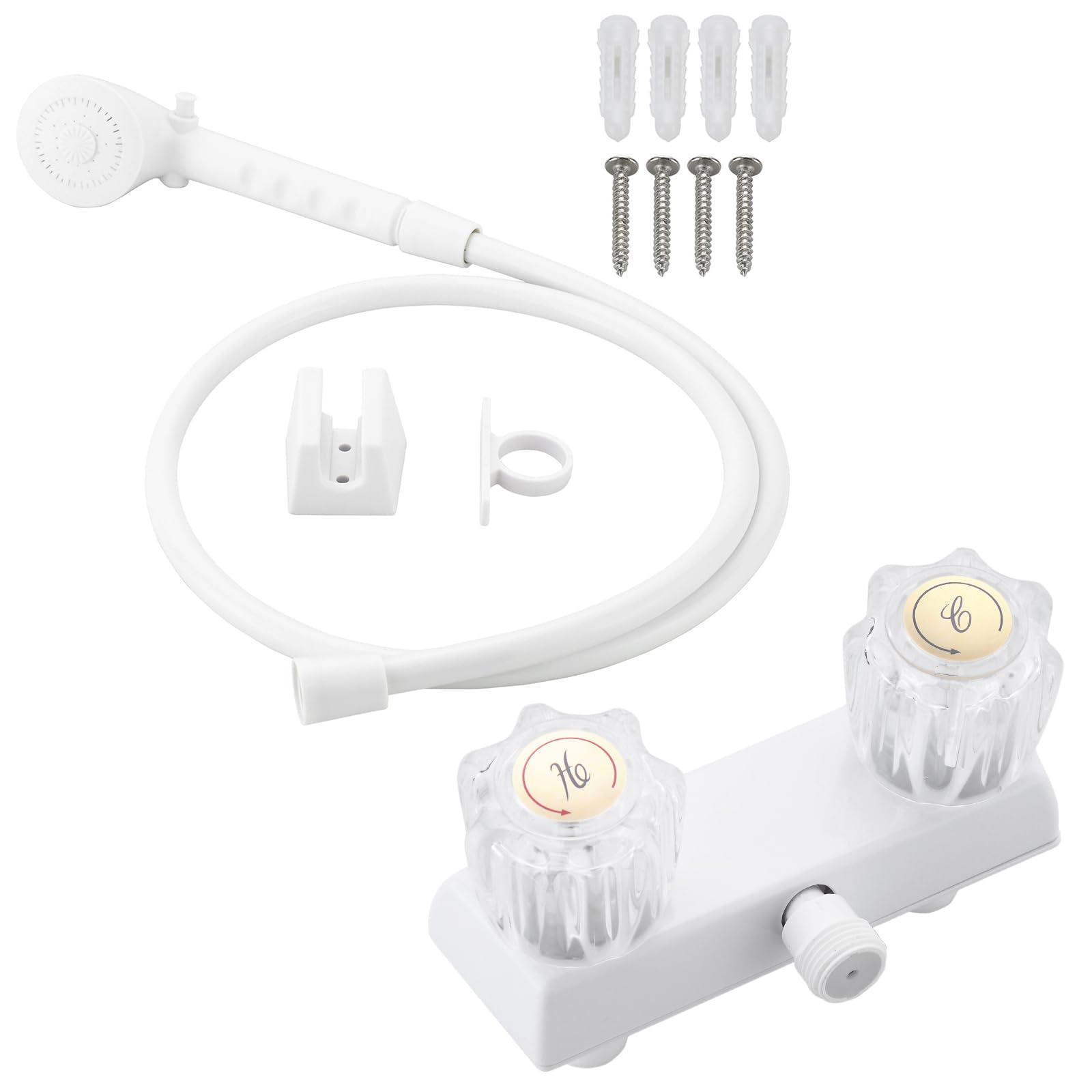 RV Outdoor Shower Kit - Shower Head & Faucet With 47" Hose For Campers, Travel Trailers, Motorhomes (Black)