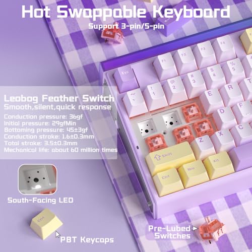Image of Aula H108 Wireless Silent Mechanical Keyboard with Number Pad Hot Swappable