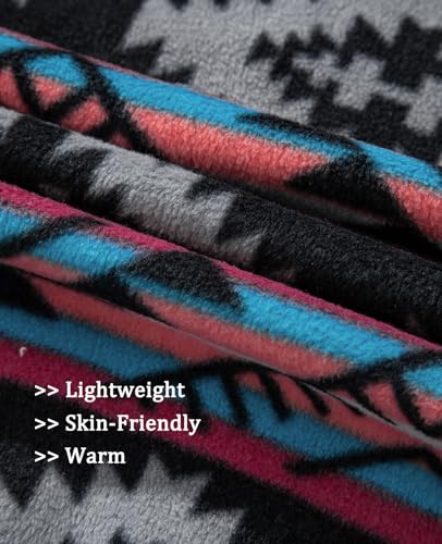 SELINK Fleece Jacket Women Full Zip Western Aztec Print Button Down Coat with Pockets Casual Warm Outwear 20244