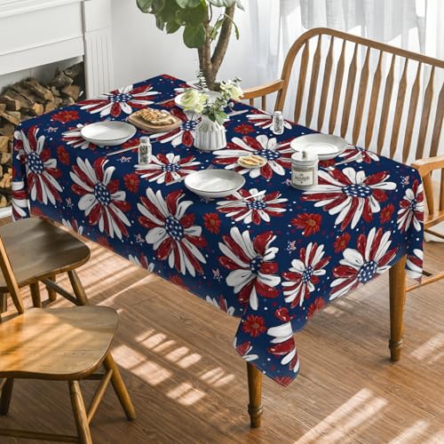 Horaldaily-4th-of-July-Tablecloth-6084-Inch-Rectangular-Patriotic-Memorial-Day-Red-and-Blue-Print-Flowers-Independence-Day-Washable-Table-Cover-for-Party-Picnic-Dinner-Decor Horaldaily 4th of July Tablecloth 6084 Inch Rectangular Patriotic Memorial Day Red and Blue Print Flowers Independence Day Washable Table Cover for Party Picnic Dinner Decor