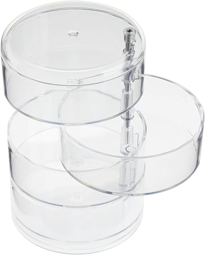 Miniatura 6 de Caja de almacenamiento de joyas de plástico transparente de 4 niveles, organizador apilable de accesorios para el cabello para niñas, lazos y clips