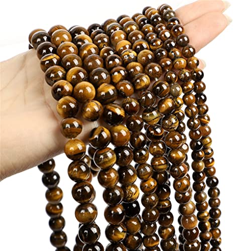 Perles oeil de tigre jaune véritable Hamthuit 12mm de qualité ronde - 4