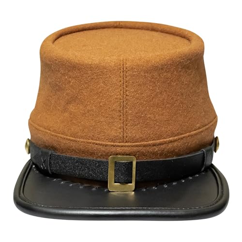 American Civil War Officers Kepi Butternut Brown (Lined), 100% Wool Cloth | ACW Era Caps & Hats (Medium)