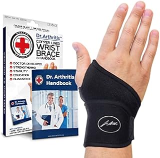 Doctor Developed Copper Wrist Brace/Carpal Tunnel/Wrist Support/Wrist Splint/Hand Brace -F.D.A. Medical Device & Doctor Handbook-Night Support for Women Men-Right & Left hands (Single)