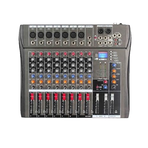 Mesa de Mezclas, Consola de mezcla de sonido profesional de 8/12 canales con interfaz de alimentación USB de 48 V y Bluetooth for fiestas de DJ en bares(8-channel Mixer)