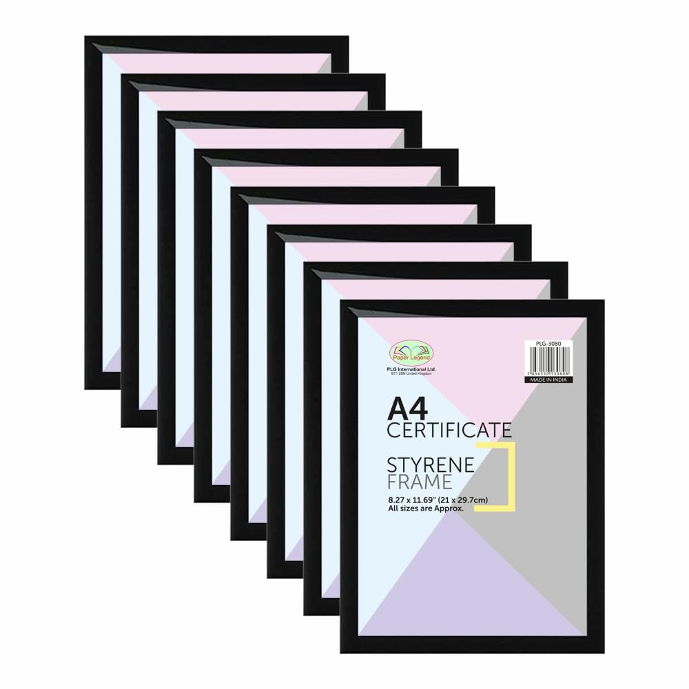(Set of 8) A4 Black Photo Frame Styrene Front Picture Frames Certificate Frame Portrait Landscape Wall Mountable/Tabletop Frame Picture Wall Display Art Gallery For Home Office Wall Decor