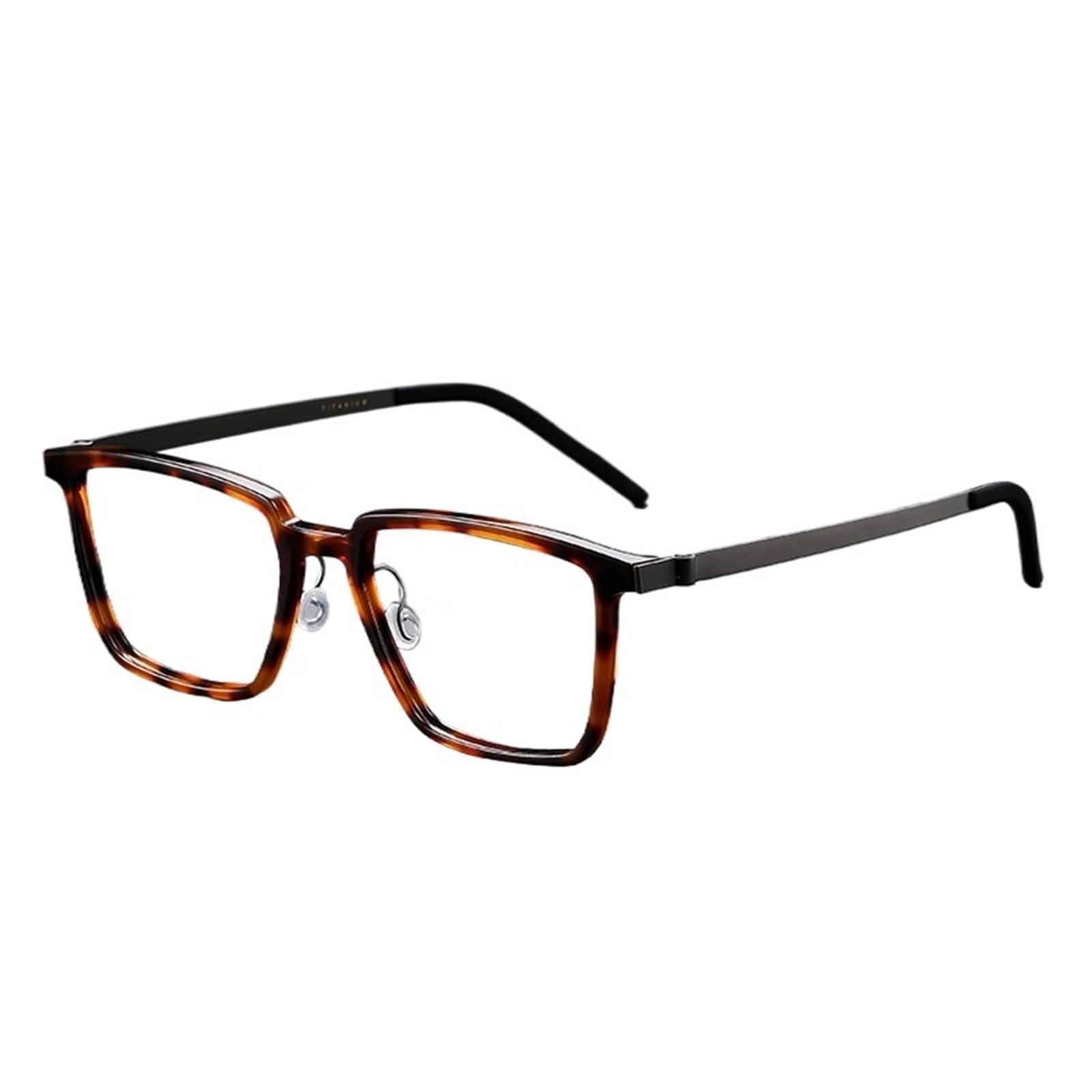 KLJUddGY Square Eyewear Frames Non Prescription Eyeglasses Titanium Glasses Men Reading Glasses No Screws Spectacles for Computer Women(Tortoiseshell)