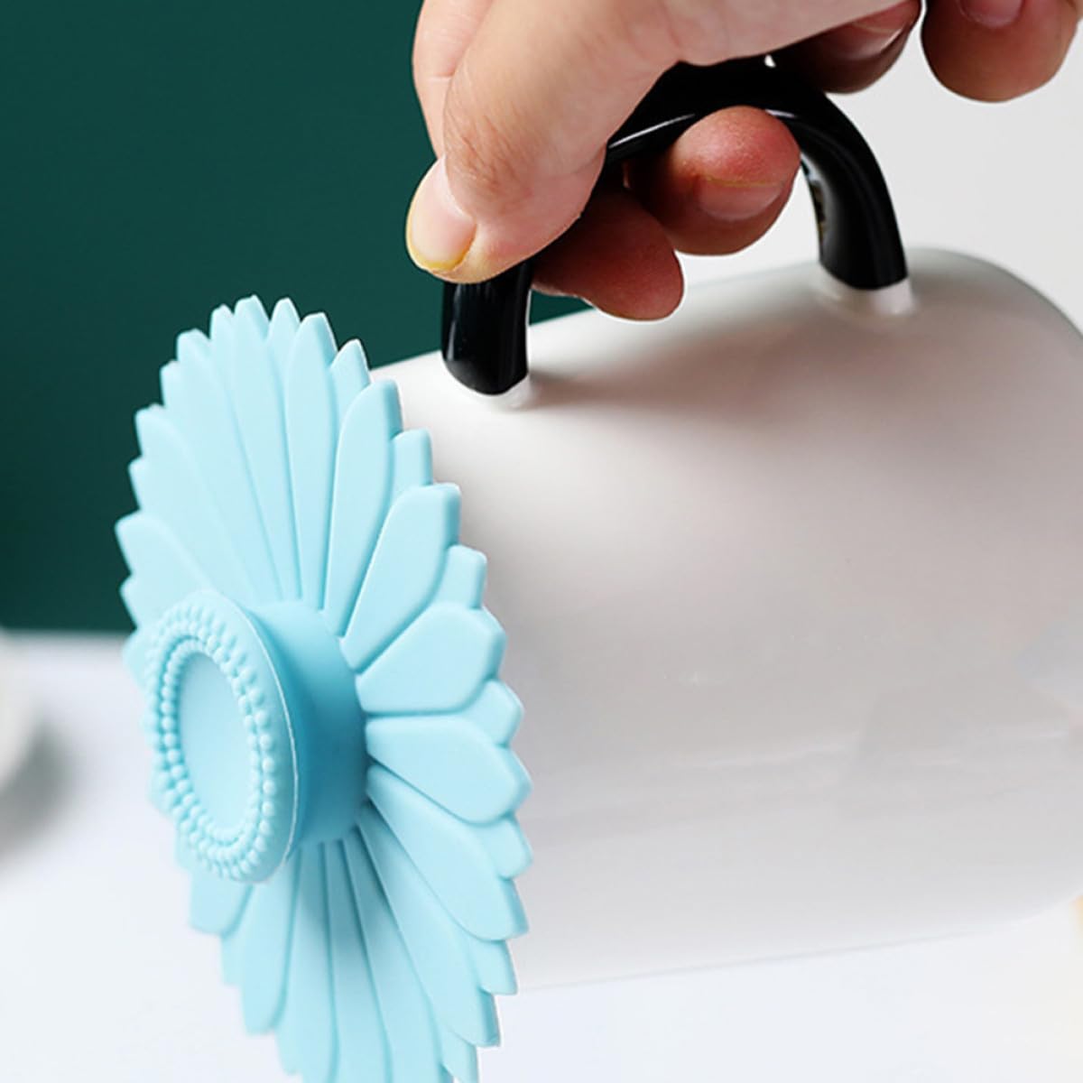 HOMSFOU Coperchi in Silicone Resistente al Calore per Uso Quotidiano Facili da Pulire Set 12 a Forma di Girasole per Tazze da Caffè e Bicchieri in Ceramica