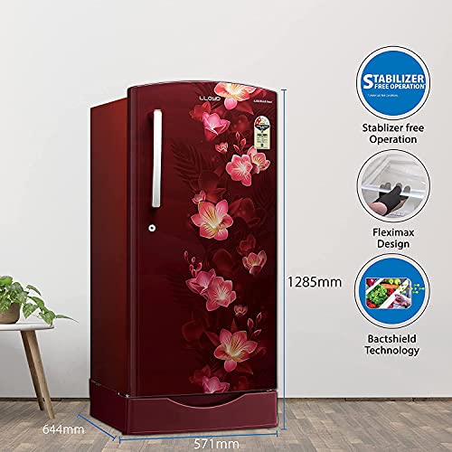 Image of Lloyd 200 L 2 Star Direct Cool One Door Refrigerator (GLDC212SGWS2PB, Gardenia Wine)