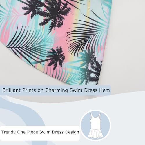 Image of Aisyee Girls One Piece Swimsuits Swim Dress for Girls Skirted Bathing Suit Hawaiian Skirt Swimwear 3-16 Years