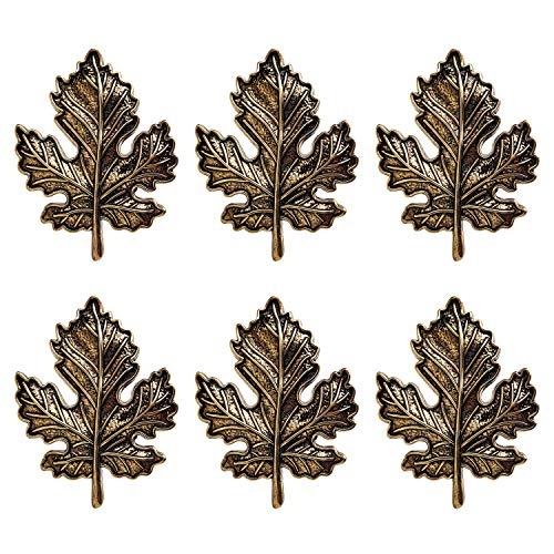 STMK Set of 6 Maple Leaf Napkin Rings, Fall Napkin Rings, Vintage Alloy Napkin Holder for Fall Thanksgiving Day Fall Theme Party Autumn Table Decoration (6)