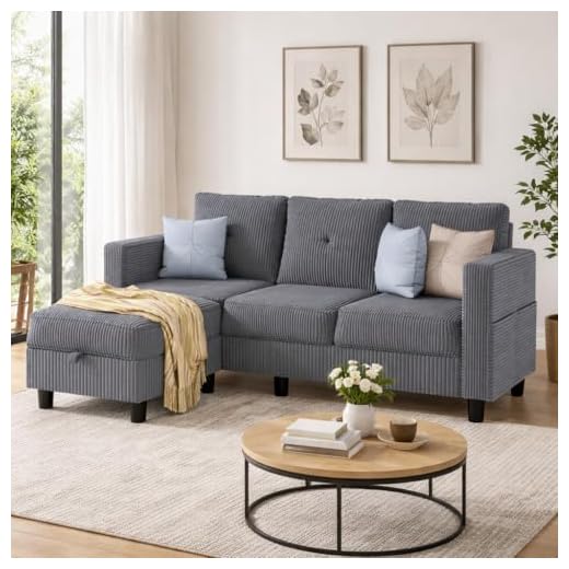 JAMFLY Convertible L-Shaped Sectional Sofa
