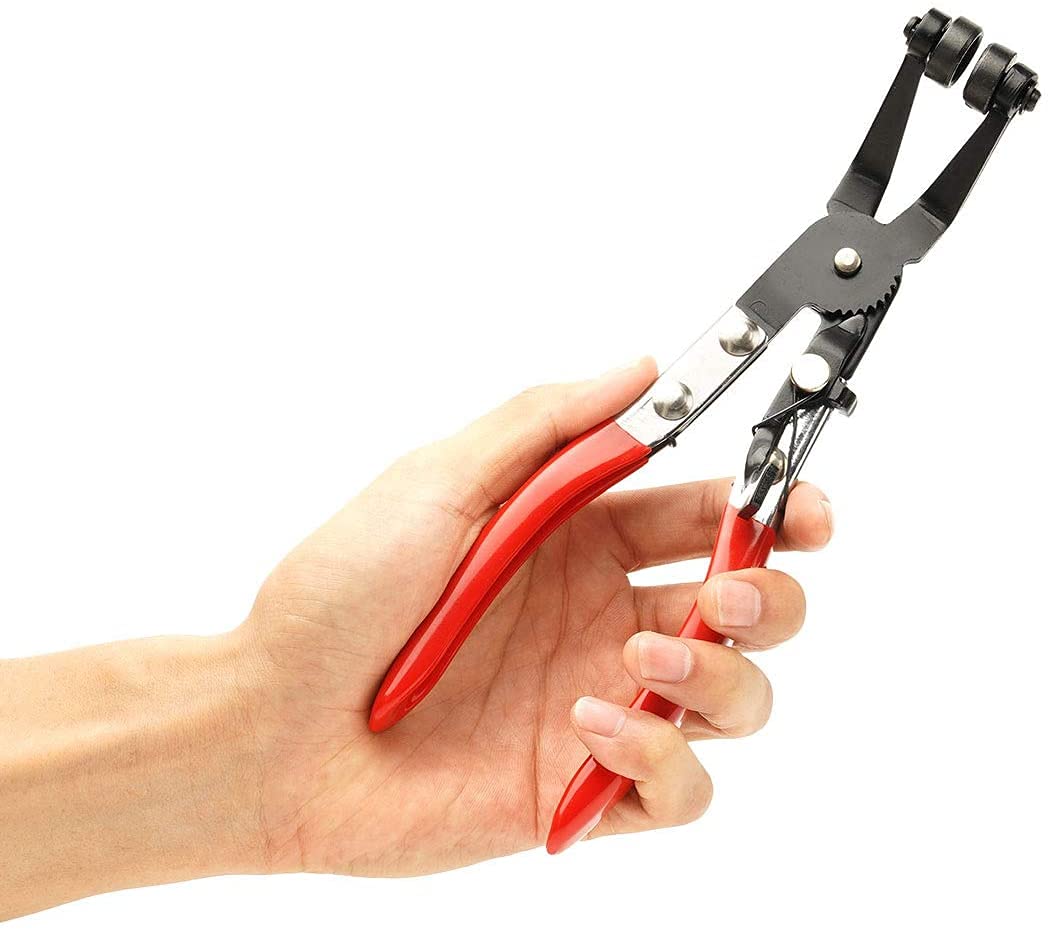 AASONS Band Hose Clamp Plier, Flexible Ring Type Hose Clamp Pliers Installation and Removal Tool Swivel Jaw Locking (45° Angled Flat Jaw) 2