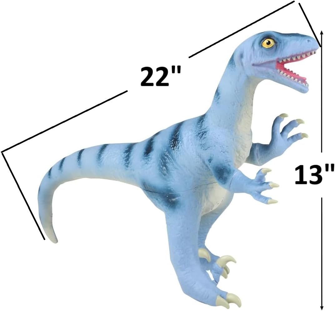 Zugar Land Soft Velociraptor Dinosaur Figure (Big - 22" Long x 13" Tall) Self Standing Soft Durable PVC Highly Detailed Dino with Open Mouth with Teeth.