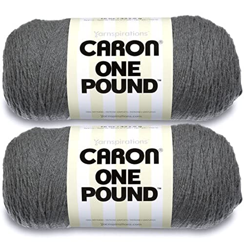 Image of Caron One Pound Med Gray Mix Yarn - 2 Pack of 454g /16oz - Acrylic - 4 Medium (Worsted) - 812 Yards - Knitting /Crochet