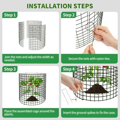 8 Packs Round Plant Protector from Animals,Metal Wire Mesh Garden Plant Cages for Outdoor Gardening Supplies, Garden Protection Rabbits Chickens Ducks for Vegetables, Flowers, Shrubs (16'' x 12'') - Image 4