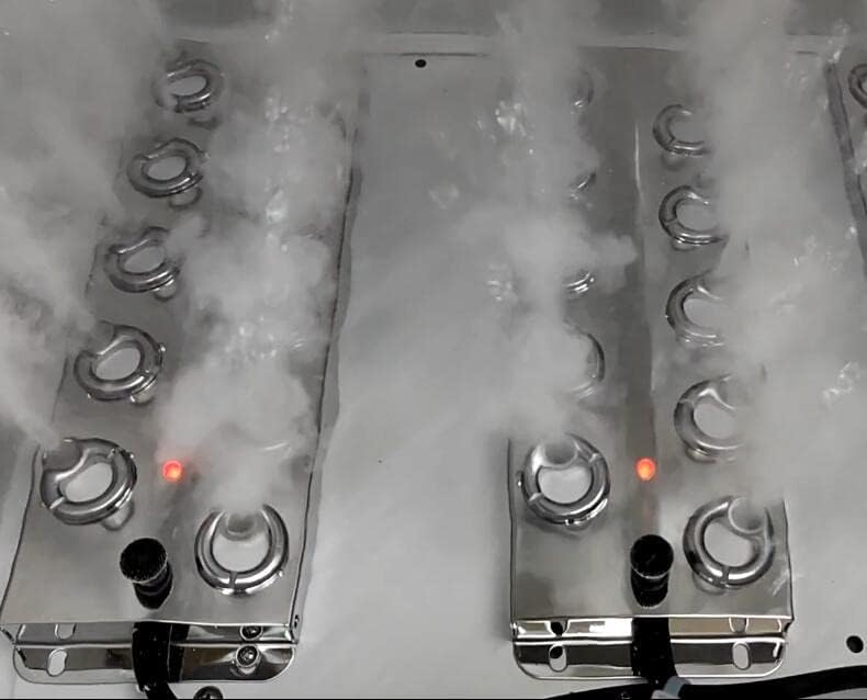 Close-up of the humidifier's mist makers producing fog.