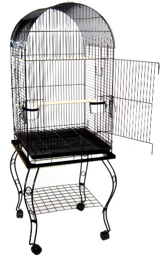 Image of YML 20-Inch Dometop Parrot Cage with Stand, Black