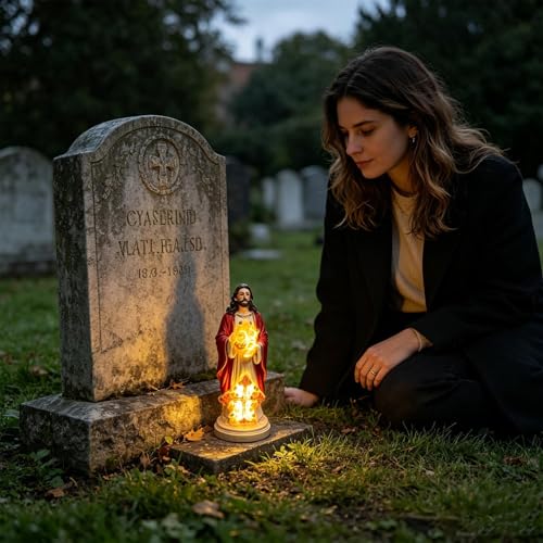 Statue de jardin de Jésus avec lumières LED pour cour et patio ombragé - 3