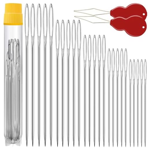 Premium Large Eye, Large Gauge Needles for Hand Sewing - Assorted Sizes, Including Embroidery - 25/50 PCs with 2 Threaders