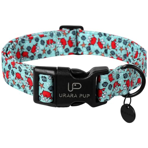 Image of Summer Dog Collar, Crab Print Dog Collar with Adjustable Plastic Buckle, Lightweight Cute Pet Collar, Ideal Gift for Boy Girl Dogs