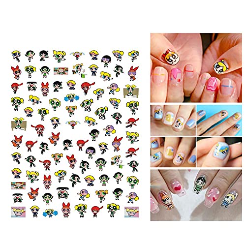 Cute Cartoon Nail Art Sticker Decals For Women Kids Girls Manicure Decoration Nail Art Supplies 3D Self-Adhesive Nail Decals Designer Nail Stickers For Acrylic Nails Designs Accessories 6 Sheets #TOP4