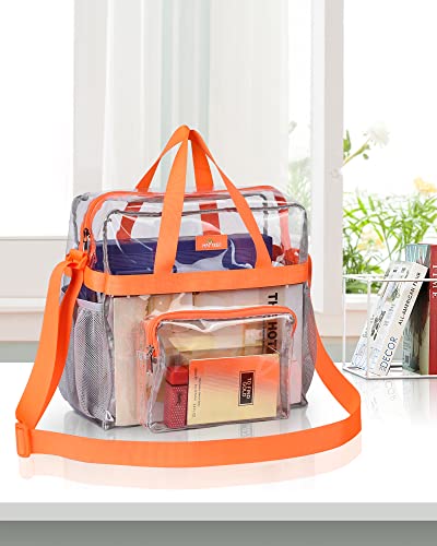 Image of MAY TREE Clear Bag Stadium Approved, Cold-Resistant, Lightweight and Waterproof, Transparent Tote Bag and Gym Clear Bag, See Through Tote Bag for Work, Sports Games and Concerts-12 x12 x6