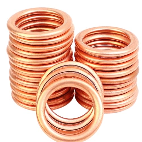 車用オイルパンドレンガスケット 排水ボルトパッド アルミ/銅製オイルドレンプラグガスケット 交換用アクセサリー(Copper pads,50pcs)