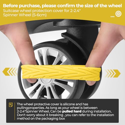 Image of 8Pcs Upgrade Luggage Wheel Covers,Essential Travel Accessories, Yellow, Soft, Silent. Protect Luggage Wheels