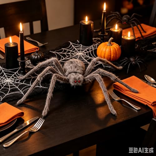 2 Pieces Horror Theme Creepy Giant Halloween Spiders for Outdoor Decor - image 3