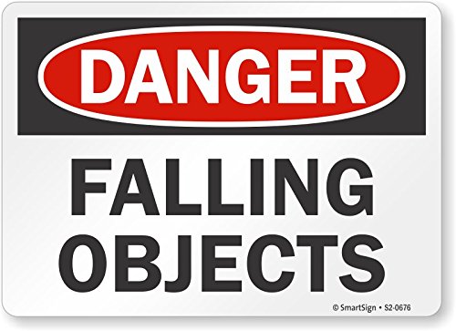 Panneau Danger - Falling Objects SmartSign en aluminium de 25,4 x 35,6 cm