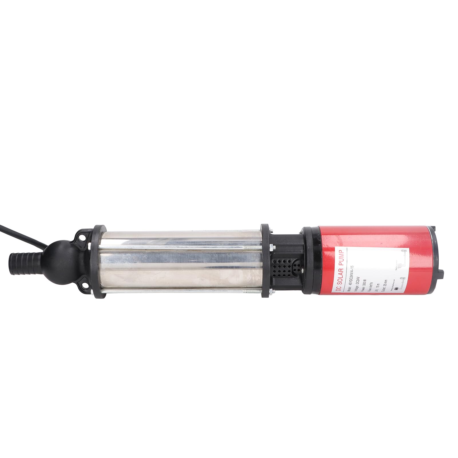 FTVOGUE Bomba de Pozo Profundo CC Bomba de Agua Solar de 24 V 300 W con Motor de Cobre Cuerpo de Acero Inoxidable Flujo de 4 M³ H Elevación de 15 M Salida de 1 Pulgada para Hogares Granjas Vehículos