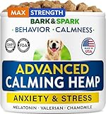 BARK&SPARK Advanced Calming Chews for Dogs - Hemp Chew + Melatonin - Anxiety Relief - Sleep Aid - Relaxing Treats - Stress Relief During Fireworks, Storms, Thunder, Barking - Made in USA - 60Ct