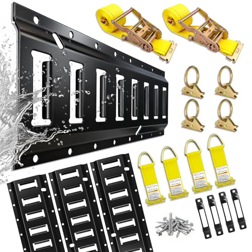YATOINTO E-Track Kit for Trailers & Vans | Cargo Control System for Motorcycles Furniture & Equipment | Includes 16 Rails 10 Ratchet Straps & Hardware