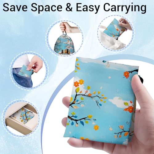 Image of Colorful Floral Cats Grip Bag for Gymnasts Blue Men Women Small Gymnastics Drawstring Bag