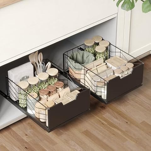 NETEL Pull Out Cabinet Organiser with No Drill Cover