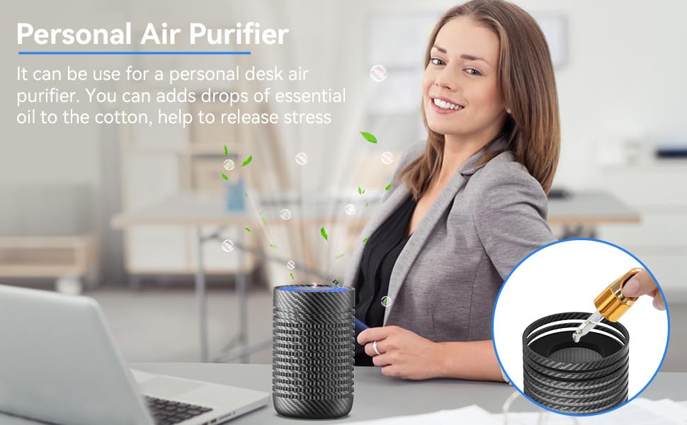 VHG Car Air Purifier, Mini Portable Air Purifier,Air Purifier for Car with H13 True HEPA Filter for Smoke, Dust,Quiet Personal Air Purifier for Car Traveling Bedroom Office Use (Black) 3