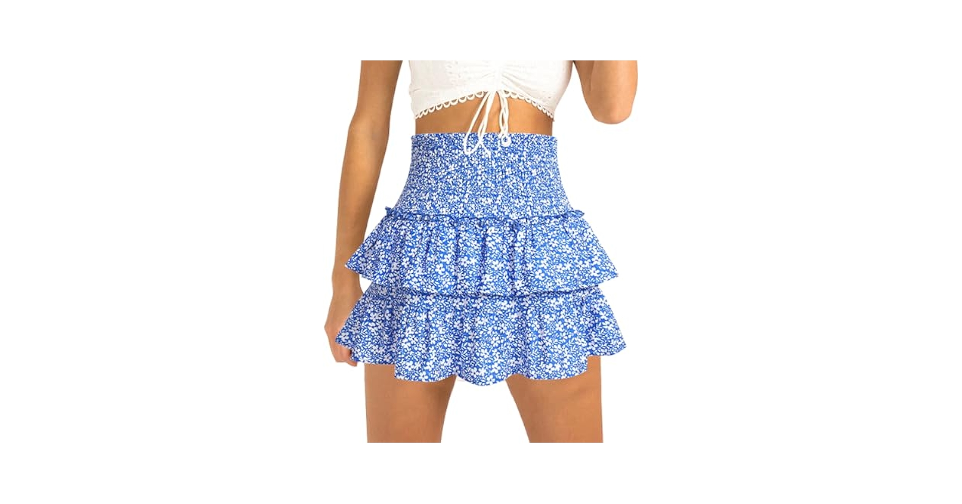 Amazon.com: FEOYA Women Boho Ruffle Short Tiered High Waist