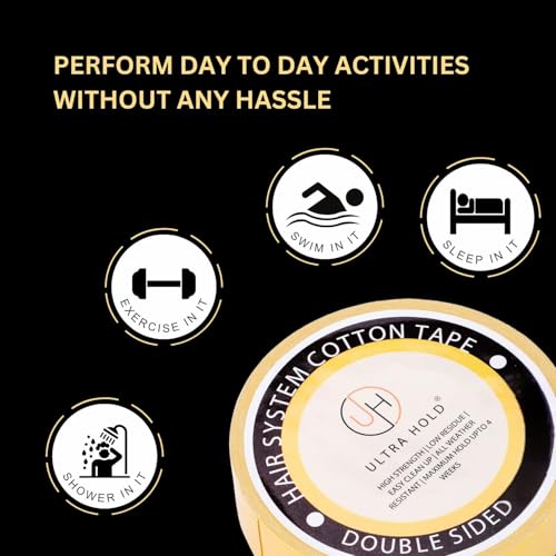 Image of Double-Sided Cotton Hair Patch Tape (1 inchx36 Yards /33 Meters)|Waterproof Wig Adhesive for Men & Women|Invisible Finish & Strong Hold Up to 4 Weeks |Easy to Apply & Clean| Weatherproof Hair Patch Support