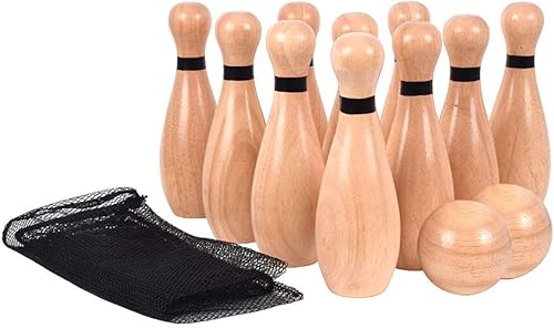 Miniatura 3 de NI-ROU Outdoor Giant Lawn Bowling Games Rubber Wooden Lawn Set Fun Sports Games Outside or Indoor for Family Adults and Kids Backyard Skittles