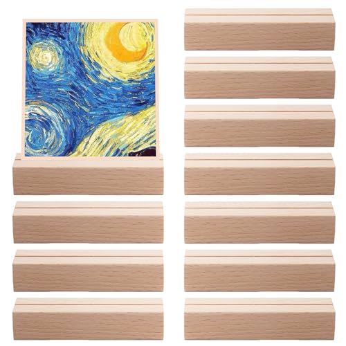 Image of Tomoyuki Wood Place Card Holders, 10 Pcs Wood Table Number Holders Stands, Photo Picture Name Postcard Menu Place Card Holders, Alternative to Acrylic Sign Holders for Tables Wedding Party Decoration