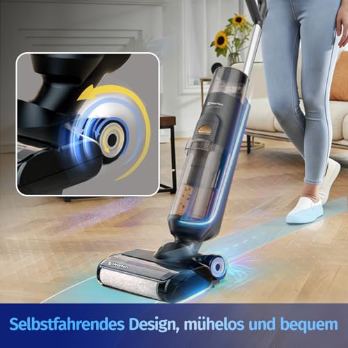Hearten Nass Trockensauger, Selbstreinigung, Saugwischer Smart 3 in 1, Staubsauger mit Wischfunktion, Selbstfahrendes Design, Extrem Leicht für Hartböden Tierhaare Floor Scrubber