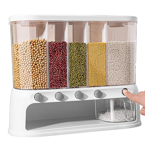 Contenedores de almacenamiento de alimentos, dispensador de granos de frutas secas de 17,32x7,08x13,38 pulgadas con partición desmontable, dispensador de contenedores de almacenamiento, accesorios de