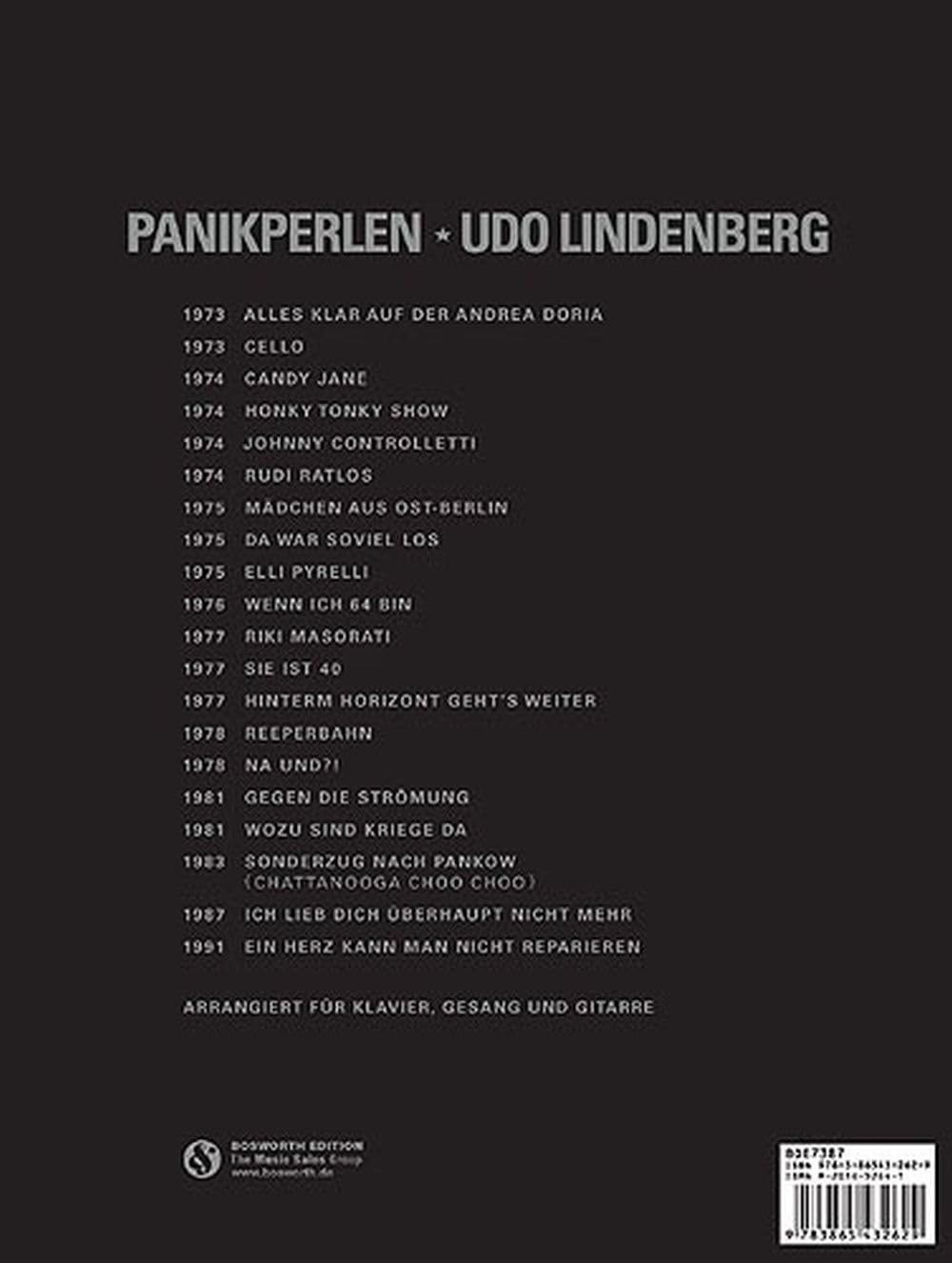 Udo Lindenberg | Songbook für Klavier, Gitarre und Gesang | Panikperlen Notenbuch mit Klaviernoten für Fans, Schüler und Lehrer | Mittelstufe Deutsche Rocksammlung | Liderbuch mit Kultige Songs