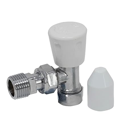 Pipestation 15mm Angled Radiator Valve with Lockshield and Wheelhead for Radiators 1/2